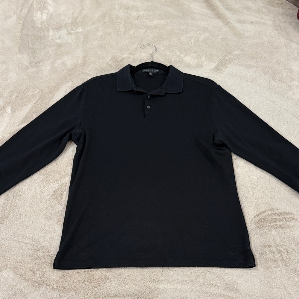 Robert Barakett Men's Black Long Sleeve Polo Shirt - Size M